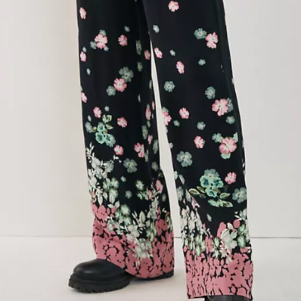 Ella Wide-Leg Floral Pants, NWT, Size 12 (Matching jacket available)